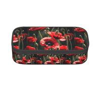 KPXXAQT Beautiful Red Poppy Flower Print Large Capacity Pencil Case Pen Bag School College Travel Students Teens Adults Use