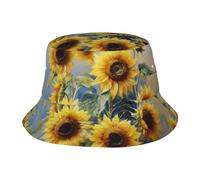 KPXXAQT Beautiful Sunflower Print Universal Wide Brim Hat Sun Protection Bucket Cap Comfortable Outdoor Adventures Black
