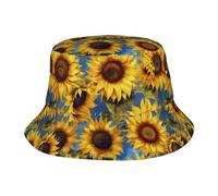 KPXXAQT Beautiful Sunflowers Print Universal Wide Brim Hat Sun Protection Bucket Cap Comfortable Outdoor Adventures Black