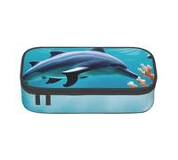 KPXXAQT Beautiful Underwater World Dolphins Coral Print Large Capacity Pencil Case Pen Bag School College Travel Students Teens Adults Use