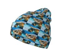 KPXXAQT Big Sea Turtle Print Highly Elastic Cap Stylish Knitted Beanie Warm Winter Hats Soft Unisex Beanies Black
