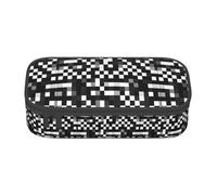 KPXXAQT Black White Formula Checkered Pattern Print Large Capacity Pencil Case Pen Bag School College Travel Students Teens Adults Use