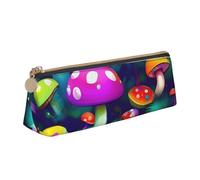 KPXXAQT Bright Mushrooms Art Print Fashionable Pencil Case Large Capacity Leather Pouch School Travel Classroom Office