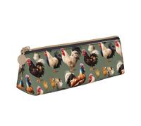 KPXXAQT Chicken and Rooster Print Print Fashionable Pencil Case Large Capacity Leather Pouch School Travel Classroom Office