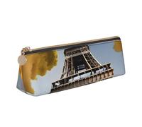KPXXAQT Cityscape Paris Eiffel Tower France Print Fashionable Pencil Case Large Capacity Leather Pouch School Travel Classroom Office
