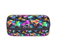 KPXXAQT Colorful Roller Skates Print Large Capacity Pencil Case Pen Bag School College Travel Students Teens Adults Use