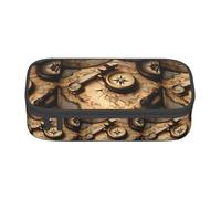 KPXXAQT Compass and Old World Map Print Large Capacity Pencil Case Pen Bag School College Travel Students Teens Adults Use