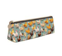 KPXXAQT Cute Chicken Walking Print Fashionable Pencil Case Large Capacity Leather Pouch School Travel Classroom Office