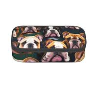 KPXXAQT Cute English Bulldog Print Large Capacity Pencil Case Pen Bag School College Travel Students Teens Adults Use