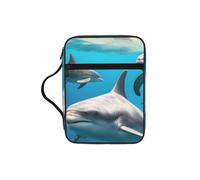 KPXXAQT Dolphins Sea Turtle Shark Octopus Coral Print Adults Versatile Bible Storage Bag Soft Scripture Holder Cover Waterproof Gift