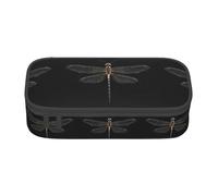 KPXXAQT Dragonfly Black Print Large Capacity Pencil Case Pen Bag School College Travel Students Teens Adults Use