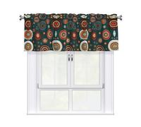 KPXXAQT Ethnic Circles Floral Pattern Print Jacquard Curtain Valance Elegant 54x18 Inch Window Treatment For Kitchen Bathroom