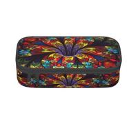 KPXXAQT Flower Stained Glass Print Large Capacity Pencil Case Pen Bag School College Travel Students Teens Adults Use