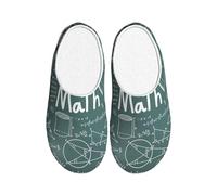 KPXXAQT Formulas Shapes Theory Math Lesson Word Print Unisex Adult Indoor Slippers Anti Pilling Washable House for Guests and Daily Use