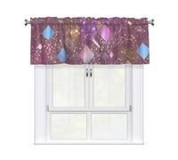 KPXXAQT Glittery Pretty Pattern Print Jacquard Curtain Valance Elegant 54x18 Inch Window Treatment For Kitchen Bathroom