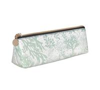 KPXXAQT Green Sea Blue Seaweed Print Fashionable Pencil Case Large Capacity Leather Pouch School Travel Classroom Office