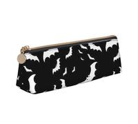 KPXXAQT Halloween Flying Bats Print Fashionable Pencil Case Large Capacity Leather Pouch School Travel Classroom Office