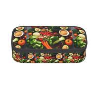 KPXXAQT Healthy Food Print Large Capacity Pencil Case Pen Bag School College Travel Students Teens Adults Use