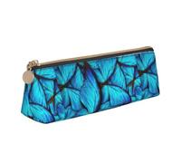 KPXXAQT Many Blue Butterfly Print Fashionable Pencil Case Large Capacity Leather Pouch School Travel Classroom Office