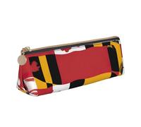 KPXXAQT Maryland Flag Print Fashionable Pencil Case Large Capacity Leather Pouch School Travel Classroom Office