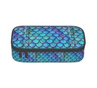 KPXXAQT Mermaid Teal Fish Scale Print Large Capacity Pencil Case Pen Bag School College Travel Students Teens Adults Use