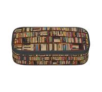 KPXXAQT Neat Bookshelf Print Large Capacity Pencil Case Pen Bag School College Travel Students Teens Adults Use