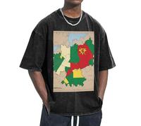 KPXXAQT North Rhine-Westphalia Flag Map04 Print Ease Accommodate Different Body Types Casual Short Sleeve Breathability Fashion Black