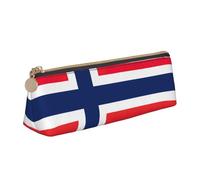 KPXXAQT Norwegian Flag Print Fashionable Pencil Case Large Capacity Leather Pouch School Travel Classroom Office