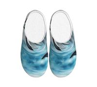 KPXXAQT Ocean Dolphin Looking at You Print Unisex Adult Indoor Slippers Anti Pilling Washable House for Guests and Daily Use