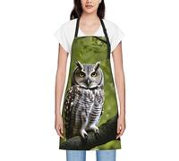 KPXXAQT Owl Tree Branches Print Waterproof Apron For Women Reusable Aprons For Cooking Baking Gardening Painting