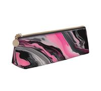 KPXXAQT Pink Abstract Marble Gray Artistic Print Fashionable Pencil Case Large Capacity Leather Pouch School Travel Classroom Office