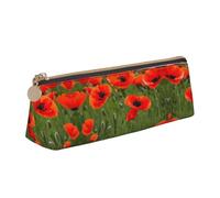 KPXXAQT Poppy Flowers Petals Print Fashionable Pencil Case Large Capacity Leather Pouch School Travel Classroom Office