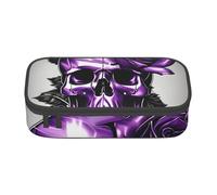 KPXXAQT Purple Rose and Skull Print Large Capacity Pencil Case Pen Bag School College Travel Students Teens Adults Use