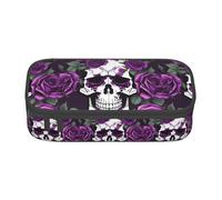 KPXXAQT Purple Rose Skeleton Print Large Capacity Pencil Case Pen Bag School College Travel Students Teens Adults Use