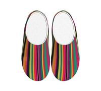 KPXXAQT Rainbow Colored Striped Print Unisex Adult Indoor Slippers Anti Pilling Washable House for Guests and Daily Use