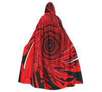 KPXXAQT Red Flower Vortex Spiral Print Hooded Cloak Carnival Cosplay Cape Robe For Festivals Masquerade Themed Parties