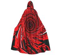KPXXAQT Red Flower Vortex Spiral Print Unisex 190cm Hooded Cloak Carnival Cosplay Festivals Themed Costume Masquerade