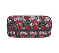 KPXXAQT Rose Skull Eyes Print Large Capacity Pencil Case Pen Bag School College Travel Students Teens Adults Use