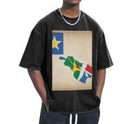 KPXXAQT Seychelles Flag Map03 Print Ease Accommodate Different Body Types Casual Short Sleeve Breathability Fashion Black