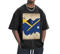 KPXXAQT Solomon Islands Flag Map01 Print Ease Accommodate Different Body Types Casual Short Sleeve Breathability Fashion Black