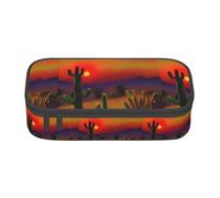 KPXXAQT Sunset Cactus in Desert Print Large Capacity Pencil Case Pen Bag School College Travel Students Teens Adults Use