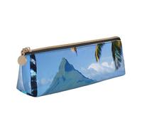 KPXXAQT Tahiti Beaches Print Fashionable Pencil Case Large Capacity Leather Pouch School Travel Classroom Office