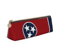 KPXXAQT Tennessee State Flag Print Fashionable Pencil Case Large Capacity Leather Pouch School Travel Classroom Office