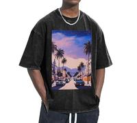 KPXXAQT The Old Hollywood Print Ease Accommodate Different Body Types Casual Short Sleeve Breathability Fashion Black