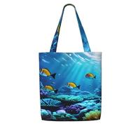 KPXXAQT Tranquil Underwater Scenery Print Canvas Shoulder Bag Large Capacity Tote Shopping Travel Beach Picnic Everyday Use