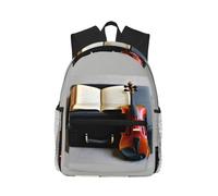 KPXXAQT Violin And Book Print Unisex Casual Backpack Large Capacity Water-Resistant Commuting Outdoor Gym Work