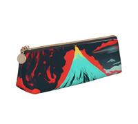 KPXXAQT Volcano Bloom Print Fashionable Pencil Case Large Capacity Leather Pouch School Travel Classroom Office