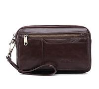 KPYWZER Leather Clutch Purse Wallet Men Wrist Bag, 011-deepbrown, 23x8x14/9.05x3.15x5.5inch(L*W*H)