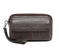 KPYWZER Leather Clutch Purse Wallet Men Wristlet Holder Wrist Bag Pack Business Handbag, #04coffee, 21x6x12cm/8.26x2.36x4.72inch(L*W*H)