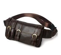 KPYWZER Vintage Genuine Leather Waist Bag Fanny Pack for Men Women Hip Bum Bag, 003-Brown, 23x7x12cm/9.05x2.75x4.72inch(L*W*H), Retro